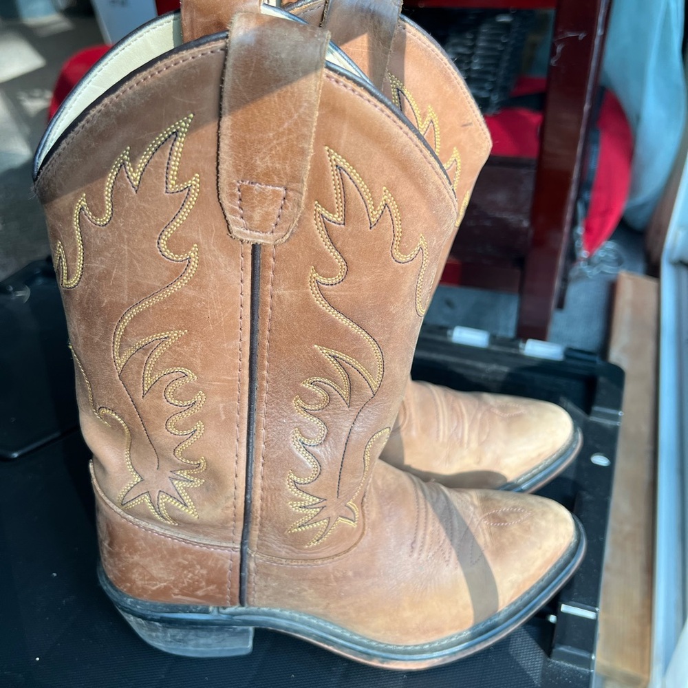 Old West leather western boots women’s size 5/youth size 3.5